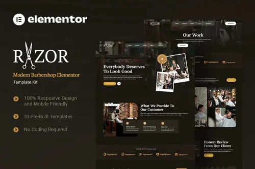 Mua Razor - Modern Barbershop Elementor Template Kit giá rẻ
