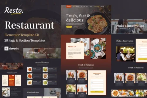 Mua Resto - Restaurant Catering & Cafe Elementor Pro Template Kit giá rẻ