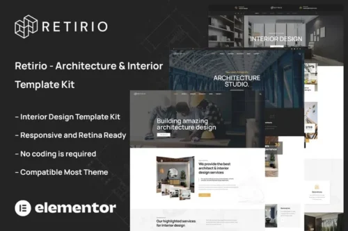 Mua Retirio - Architecture & Interior Elementor Template Kit giá rẻ