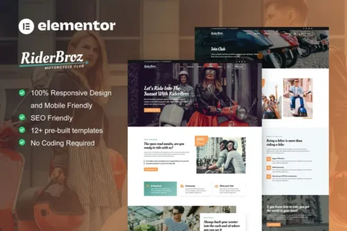 Mua RiderBroz - Motorcycle Club Elementor Template Kit giá rẻ