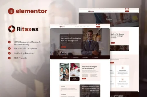 Mua Ritaxes - Tax Advisor & Financial Consulting Elementor Template Kit giá rẻ