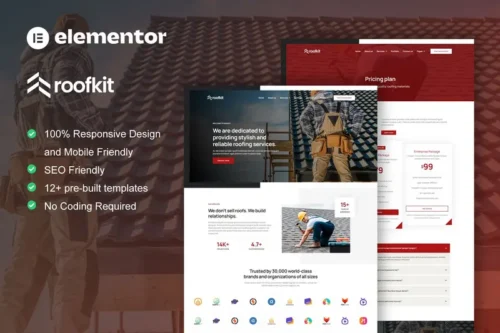 Mua RoofKit - Roofing Services Elementor Pro Template Kit giá rẻ