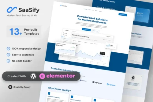 Mua SaaSify - Modern Tech Startup Elementor Template Kit giá rẻ