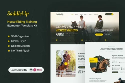 Mua SaddleUp - Horse Riding Training Elementor Template Kit giá rẻ