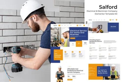 Mua Salford - Electrical & Electrician Service Company Elementor Pro Template Kit giá rẻ