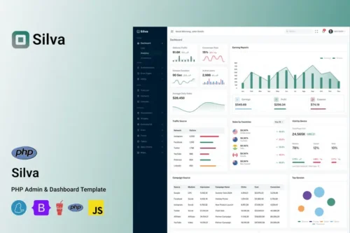 Mua Silva - PHP Admin & Dashboard Template giá rẻ