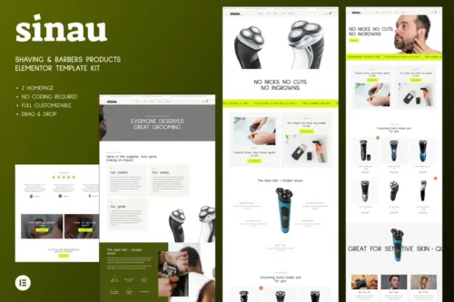 Mua Sinau - Shaving & Barbers Products Elementor Template Kit giá rẻ