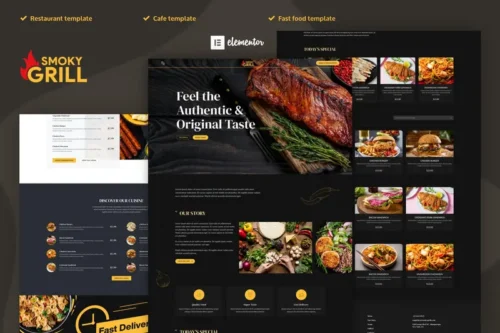 Mua Smoky Grill - Restaurant & Cafe Elementor Pro Template Kit giá rẻ