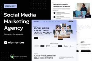 Mua Socialnext - Social Media Marketing Agency Elementor Pro Template Kit giá rẻ