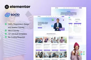 Mua SocioAcademy - Social Media Management Course Elementor Template Kit giá rẻ