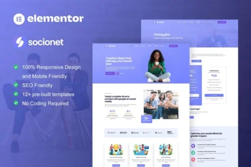 Mua Socionet - Social Media Marketing Agency Elementor Template Kit giá rẻ