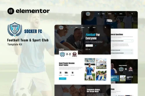 Mua Socker - Football Team & Sports Club Elementor Template Kit giá rẻ