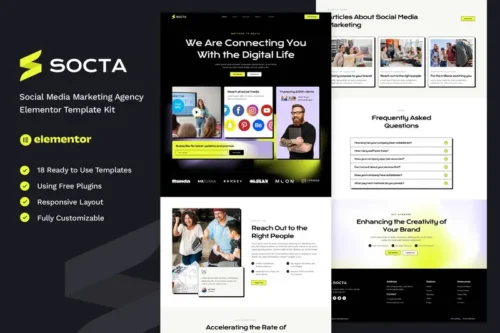 Mua Socta - Social Media Marketing Agency Elementor Template Kit giá rẻ