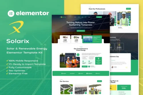 Mua Solarix - Solar & Renewable Energy Elementor Template Kit giá rẻ