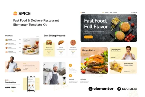 Mua Spice - Fast Food & Delivery Restaurant Elementor Template Kit giá rẻ