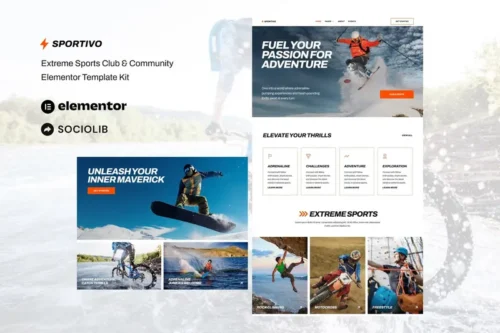 Mua Sportivo - Extreme Sports Club & Community Elementor Template Kit giá rẻ