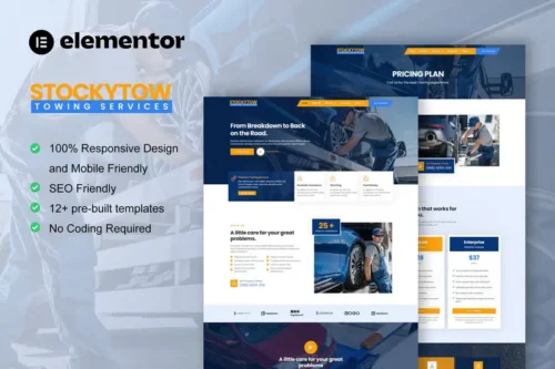 Mua StockyTow - Towing Services Elementor Pro Template Kit giá rẻ
