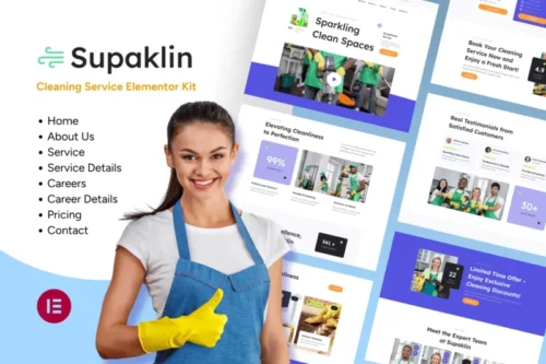 Mua Supklin - Cleaning Service Business Elementor Template Kit giá rẻ