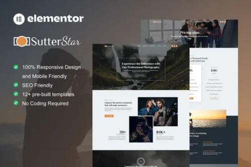 Mua SutterStar - Photography Services & Portfolio Elementor Template Kit giá rẻ