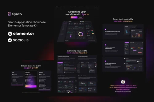 Mua Synco - SaaS & Software Showcase Elementor Template Kit giá rẻ