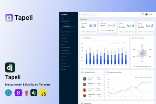 Mua Tapeli - Django & HTML Admin Dashboard Template giá rẻ
