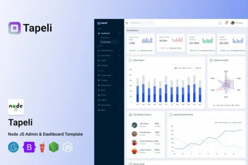 Mua Tapeli - Node Js Admin Dashboard Template giá rẻ