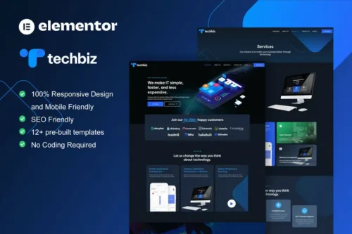 Mua TechBiz - Tech Company Elementor Pro Template Kit giá rẻ