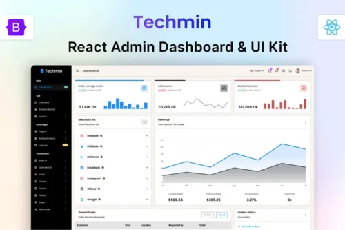 Mua Techmin - React Bootstrap Admin Dashboard Template giá rẻ