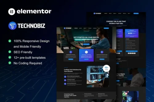 Mua TechnoBiz - IT Solutions & Services Elementor Pro Template Kit giá rẻ