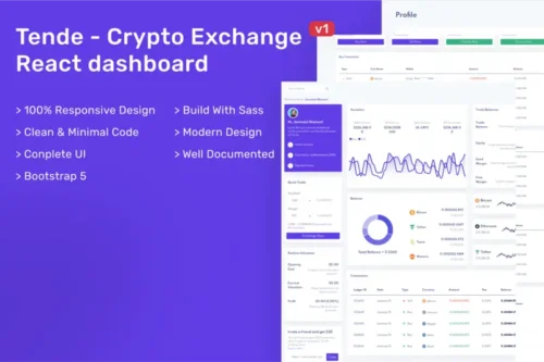 Mua Tende - Cryptocurrency Exchange React Dashboard giá rẻ