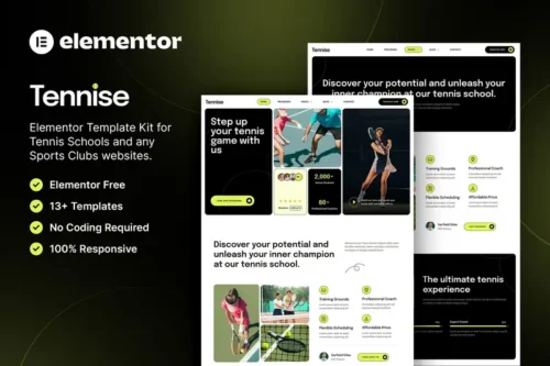 Mua Tennise – Tennis School & Sports Club Elementor Template Kit giá rẻ