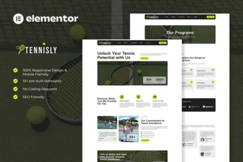 Mua Tennisly - Tennis School & Sports Club Elementor Template Kit giá rẻ