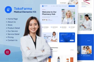 Mua TokoFarma - Ecommerce Medicinal Store Elementor Template Kit giá rẻ
