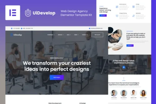 Mua UiDevelop - Web Design Agency Elementor Pro Template Kit giá rẻ