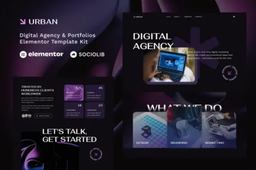 Mua Urban - Dark Digital Agency & Portfolios Elementor Template Kit giá rẻ