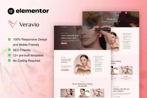Mua Veravio - Makeup Artist & Hair Stylist Elementor Template Kit giá rẻ