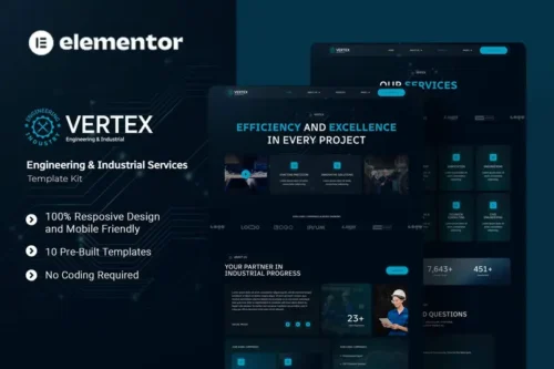 Mua Vertex - Engineering & Industrial Services Elementor Template Kit giá rẻ