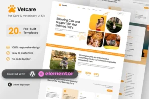 Mua VetCare - Pet Care & Veterinary Elementor Template Kit for Animal Clinics giá rẻ