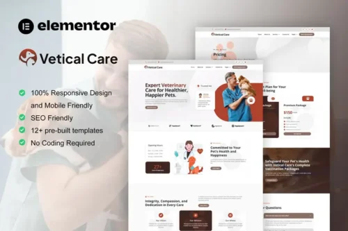 Mua VeticalCare - Veterinary & Pet Care Elementor Pro Template Kit giá rẻ