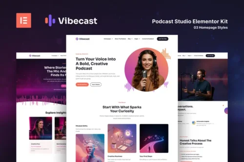 Mua Vibecast - Podcast Studio Elementor Pro Template Kit giá rẻ