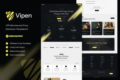 Mua Vipen - VPN Services & Proxy Elementor Template Kit giá rẻ