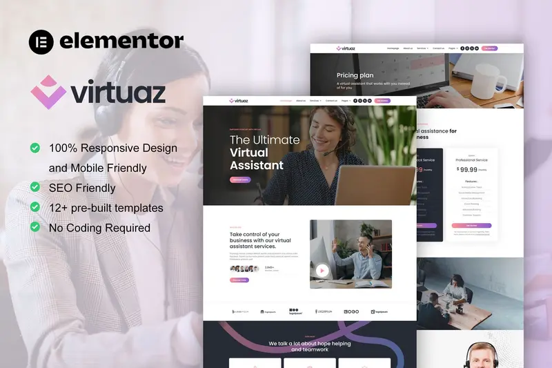 Mua Virtuaz - Virtual Assistant Business Elementor Template Kit giá rẻ