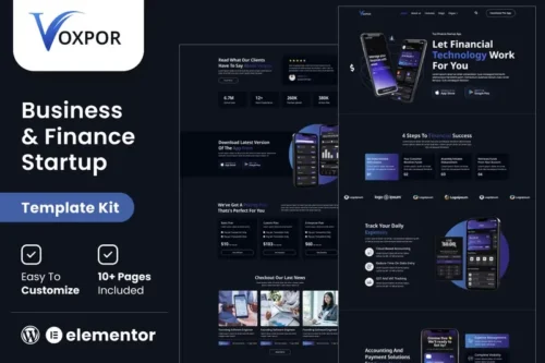 Mua Voxpor - Business & Finance Startup Elementor Template kit giá rẻ