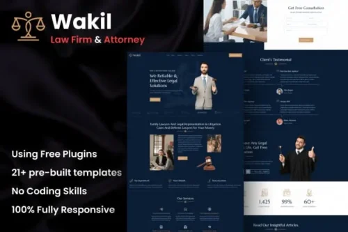 Mua Wakil - Attorney Law Firm & Legal Services Elementor Template Kit giá rẻ