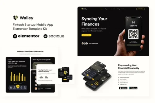 Mua Walley - Fintech Startup Mobile App Elementor Template Kit giá rẻ