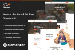 Mua Wanzor - Pet Care & Pet Shop Elementor Pro Template Kit giá rẻ
