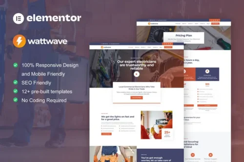 Mua WattWave - Electrical Installation & Maintenance Service Elementor Pro Template Kit giá rẻ