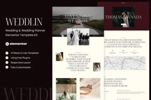 Mua Weddlin - Wedding & Wedding Planner Elementor Template Kit giá rẻ