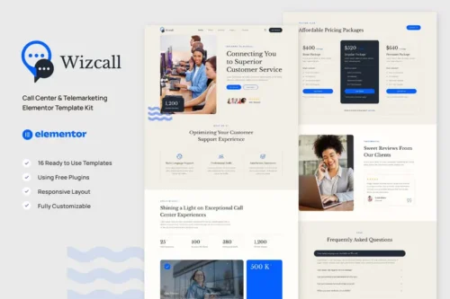 Mua Wizcall - Call Center & Telemarketing Elementor Template Kit giá rẻ