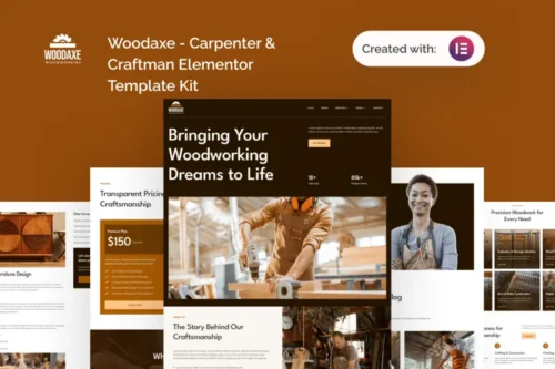 Mua Woodaxe - Carpenter & Craftman Elementor Template Kit giá rẻ